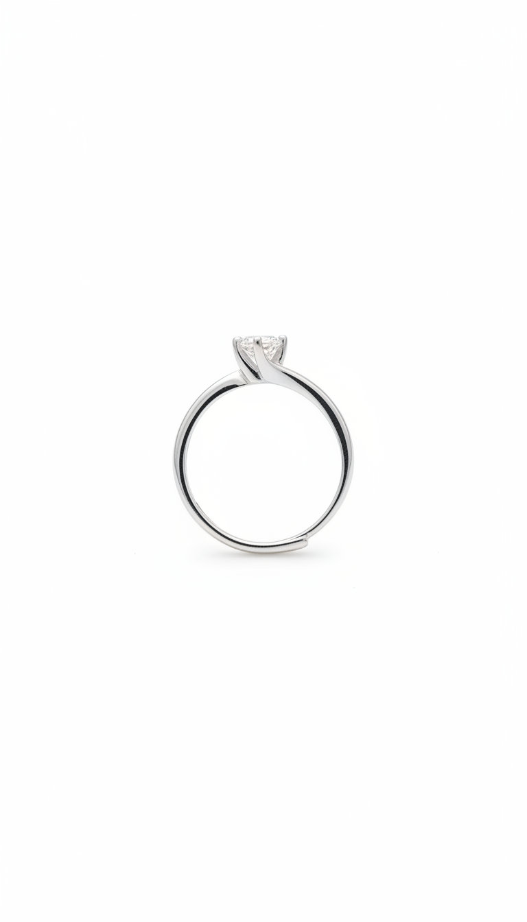 Anello Solitario Valentino - Argento 925 con Zircone Taglio Diamante