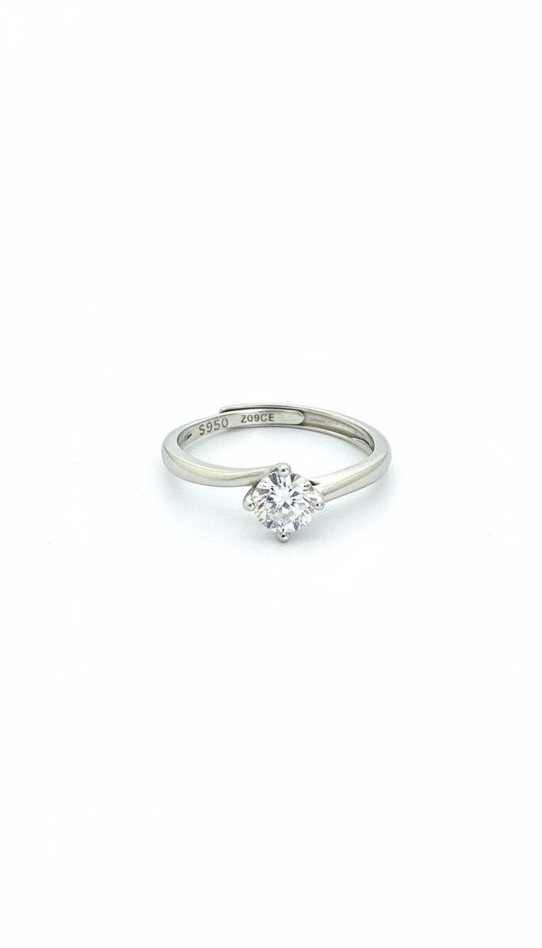 Anello Solitario Valentino - Argento 925 con Zircone Taglio Diamante