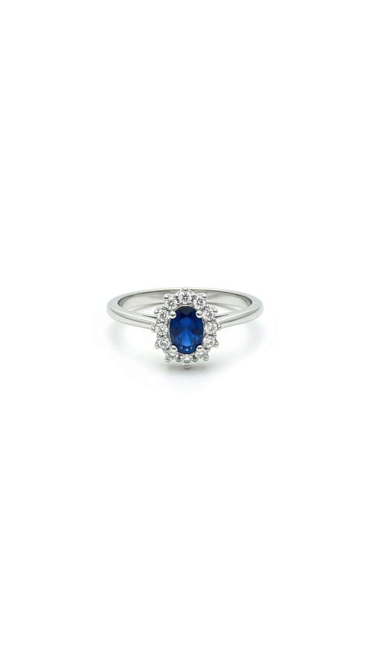 Anello Mini Kate Blu - Argento 925 con Zirconi e Zaffiro